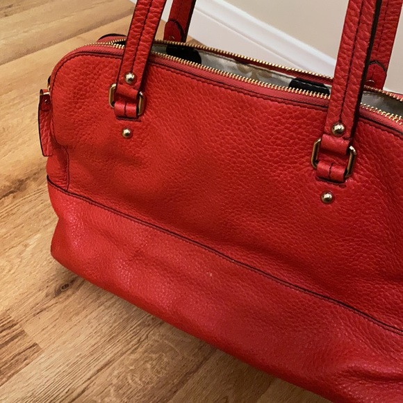 Kate spade / red leather tote satchel bag  #KateSpade #designerbag #RedHandbag - Picture 5 of 6